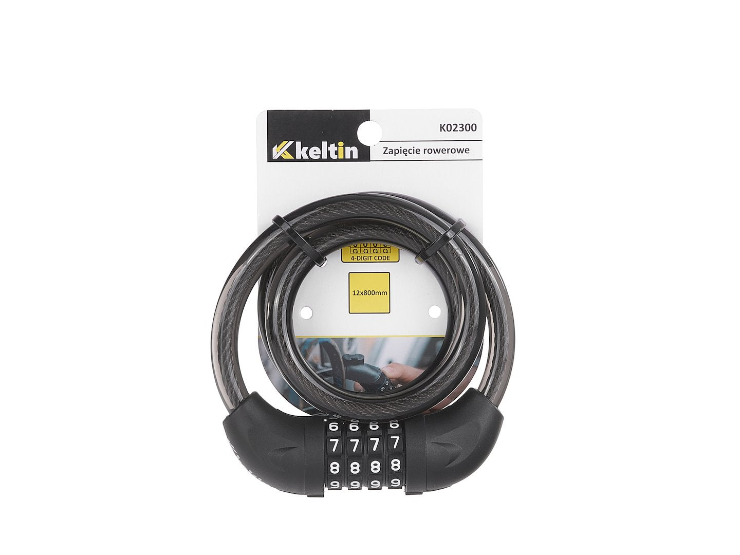 Bicycle cable lock with 4-digit combination, 12 x 800 mm