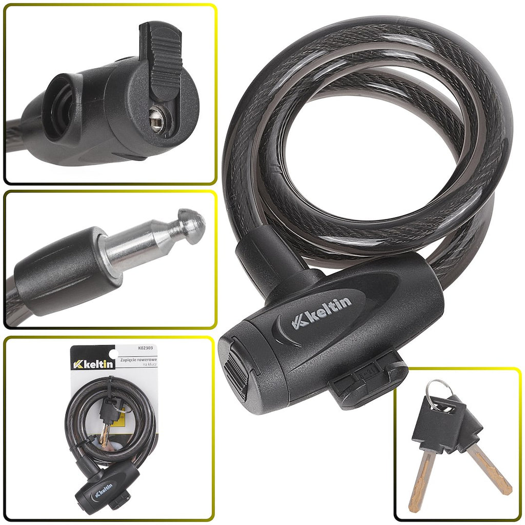 Bicycle cable lock with keys 12 x 800 mm