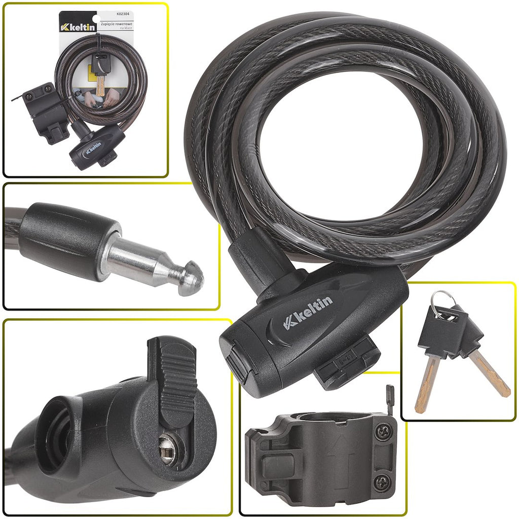 Bicycle cable lock with keys 12 x 1200 mm