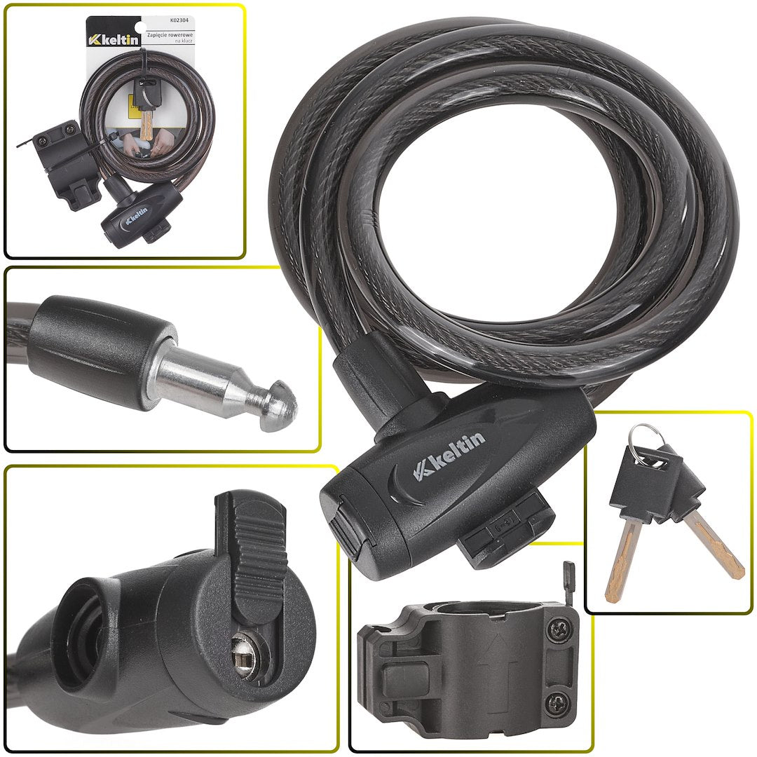 Bicycle cable lock with keys 12 x 1200 mm