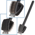 3-in-1 barbecue grill brush with scraper and sponge