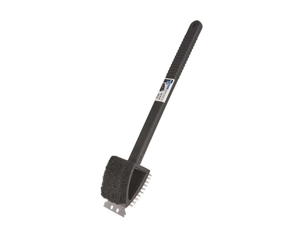 3-in-1 barbecue grill brush with scraper and sponge