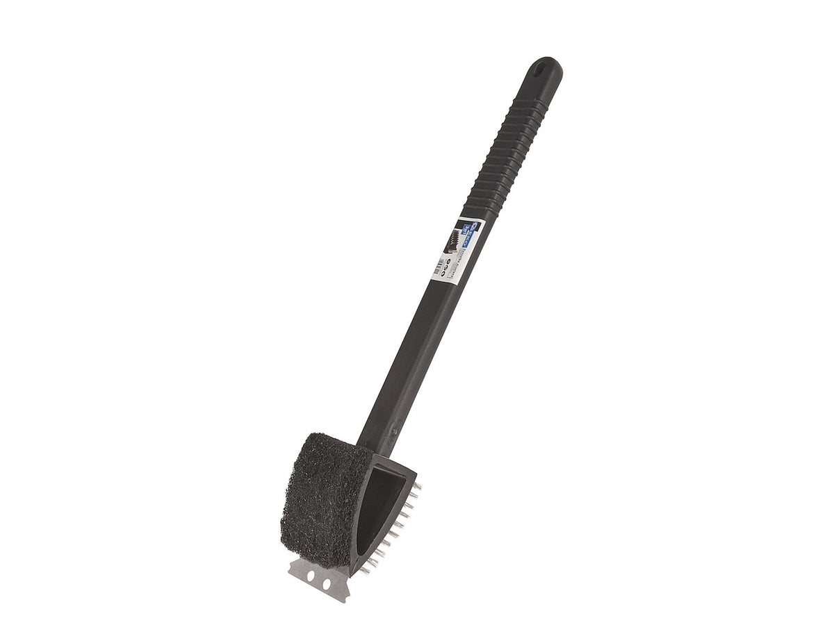 3-in-1 barbecue grill brush with scraper and sponge
