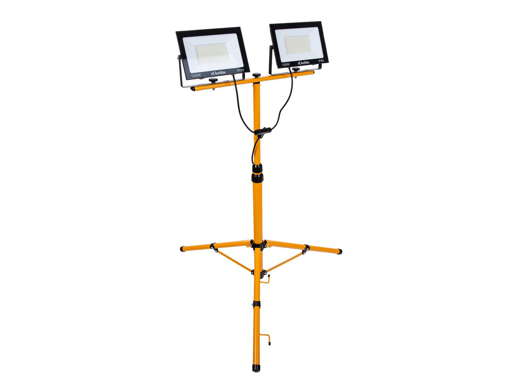LED Floodlight 2x100W with a Telescopic Construction Tripod – Neutral White Color 4500K