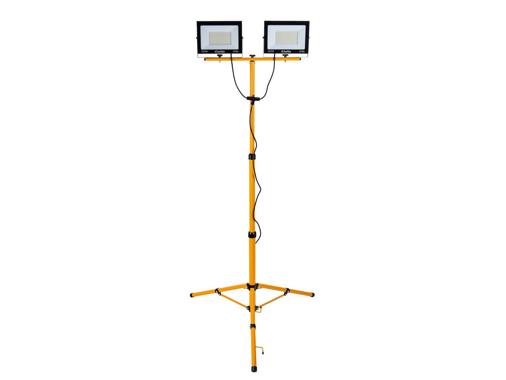 LED Floodlight 2x100W with a Telescopic Construction Tripod – Neutral White Color 4500K