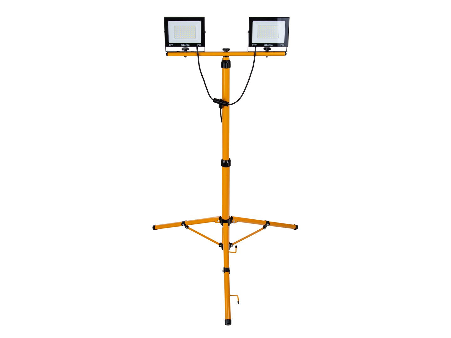 LED Floodlight 2x50W with Telescopic Construction Tripod – Cold White Color 6500K