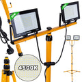 LED floodlight 2x50W with telescopic construction tripod – neutral white color 4500K