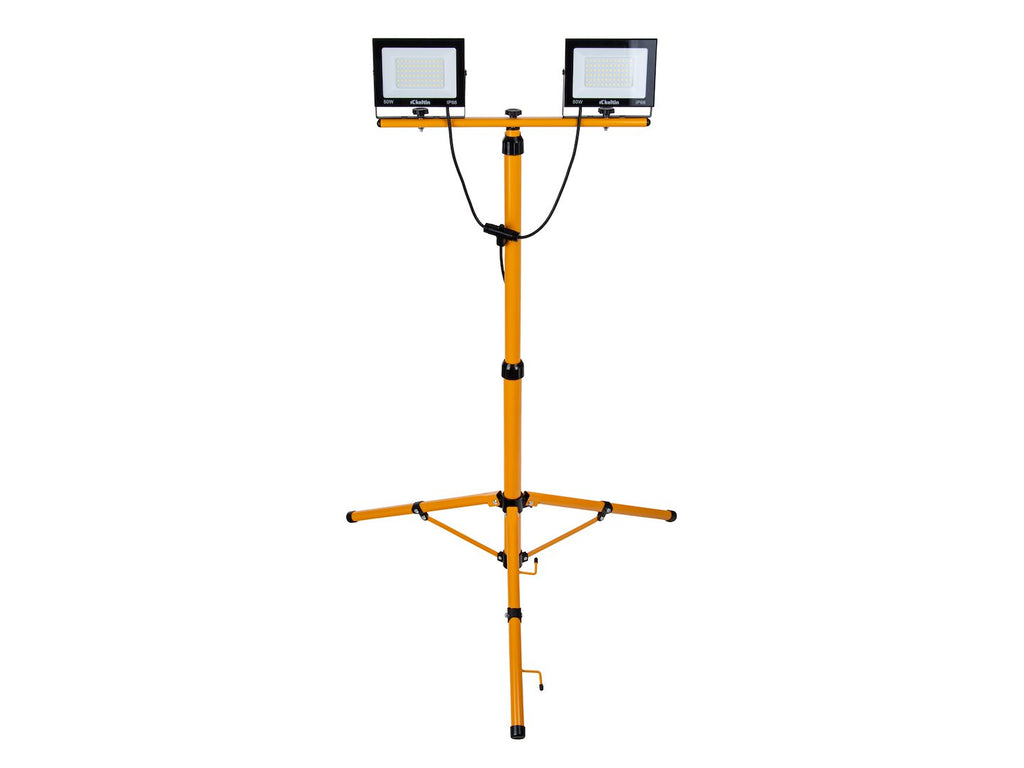 LED floodlight 2x50W with telescopic construction tripod – neutral white color 4500K