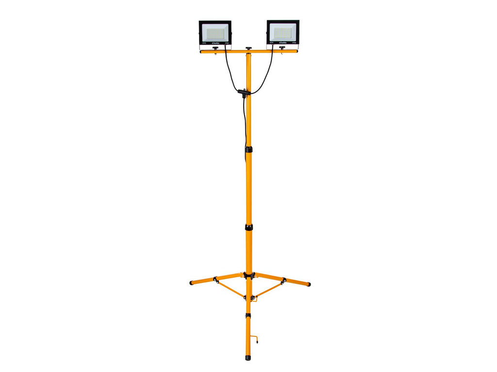 LED floodlight 2x50W with telescopic construction tripod – neutral white color 4500K