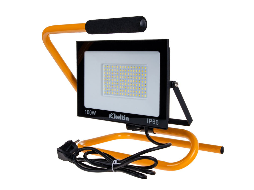 LED floodlight 100W with construction tripod – cold white color 6500K