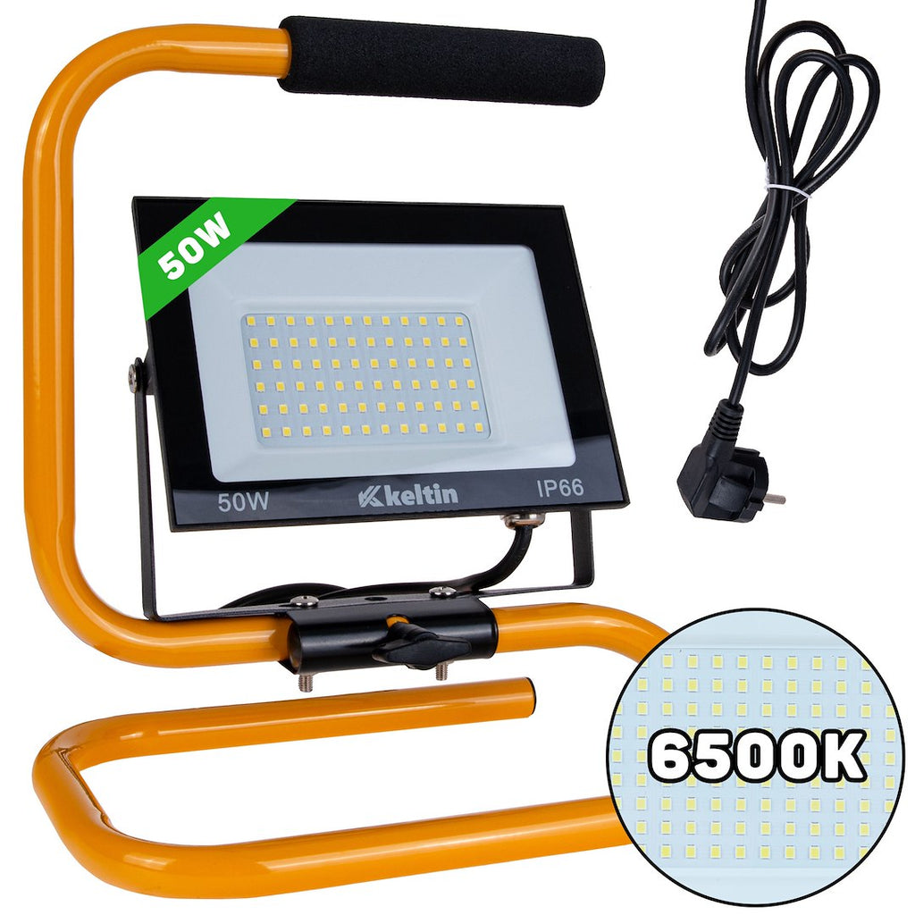 LED Floodlight 50W with Construction Tripod – Cold White 6500K