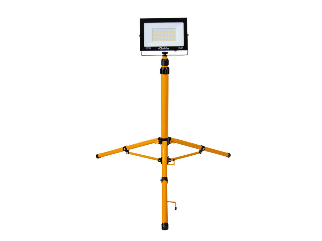 LED Floodlight 100W with Telescopic Construction Tripod – Cold White Color 6500K