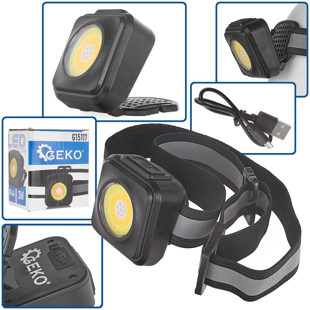 Shockproof LED COB Headlamp 3W 500mAh 500lm IP44