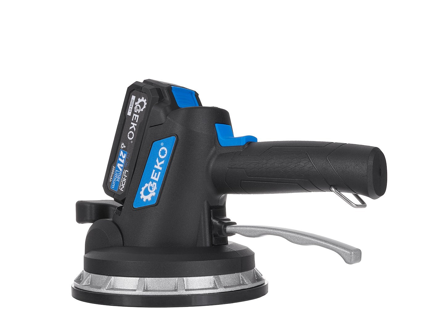 Tile vibration tool with battery-powered vacuum suction cup set