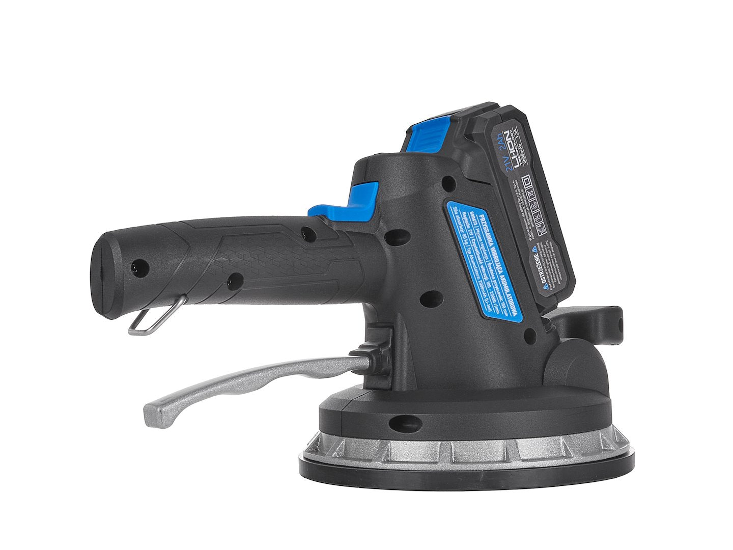 Tile vibration tool with battery-powered vacuum suction cup set