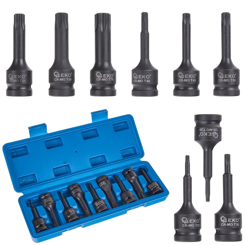 9-piece Torx impact socket set T20-T70