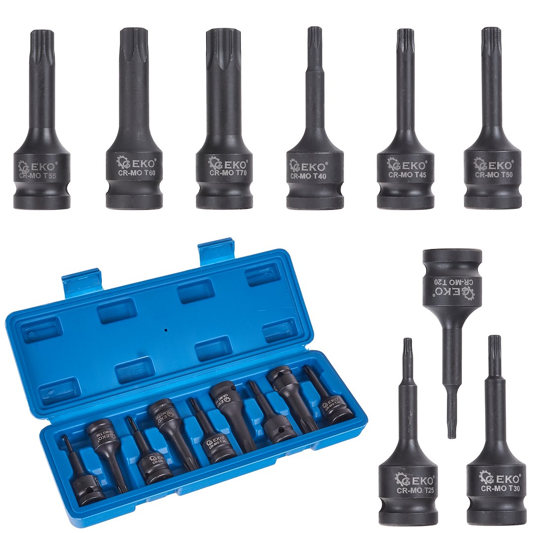 9-piece Torx impact socket set T20-T70