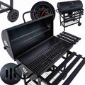Barrel-style charcoal grill with cover - grate 71x45cm