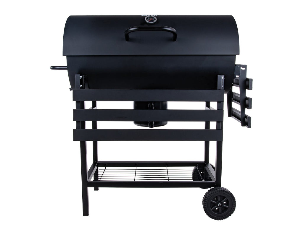 Barrel-style charcoal grill with cover - grate 71x45cm