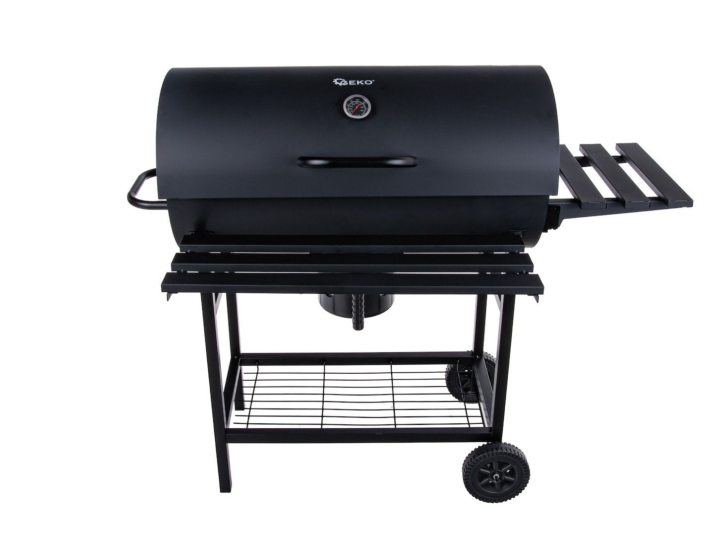 Barrel-style charcoal grill with cover - grate 71x45cm