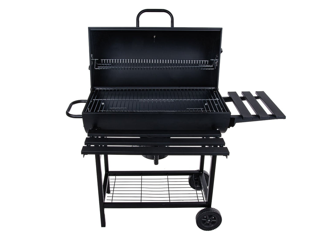Barrel-style charcoal grill with cover - grate 71x45cm