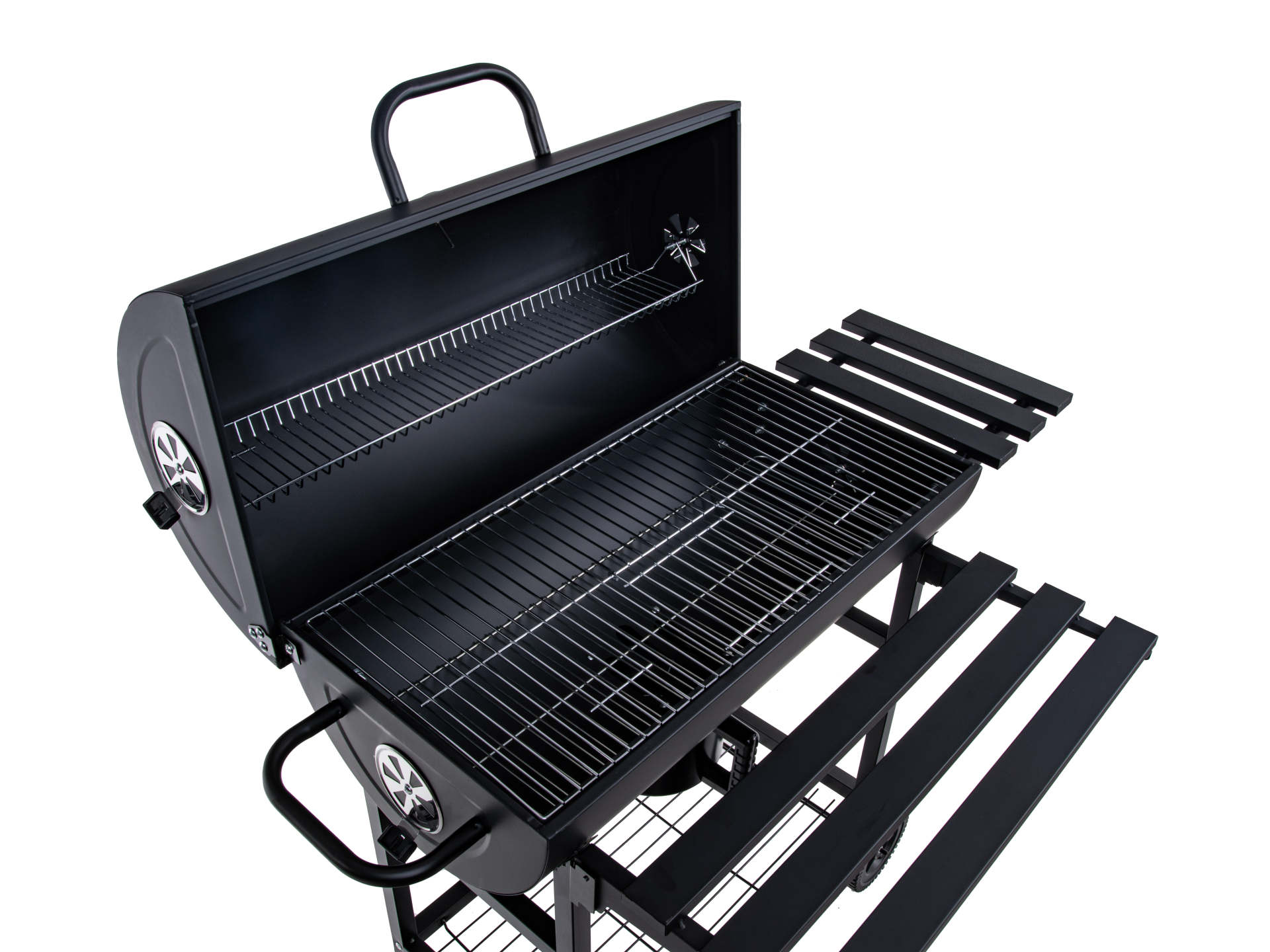 Barrel-style charcoal grill with cover - grate 71x45cm