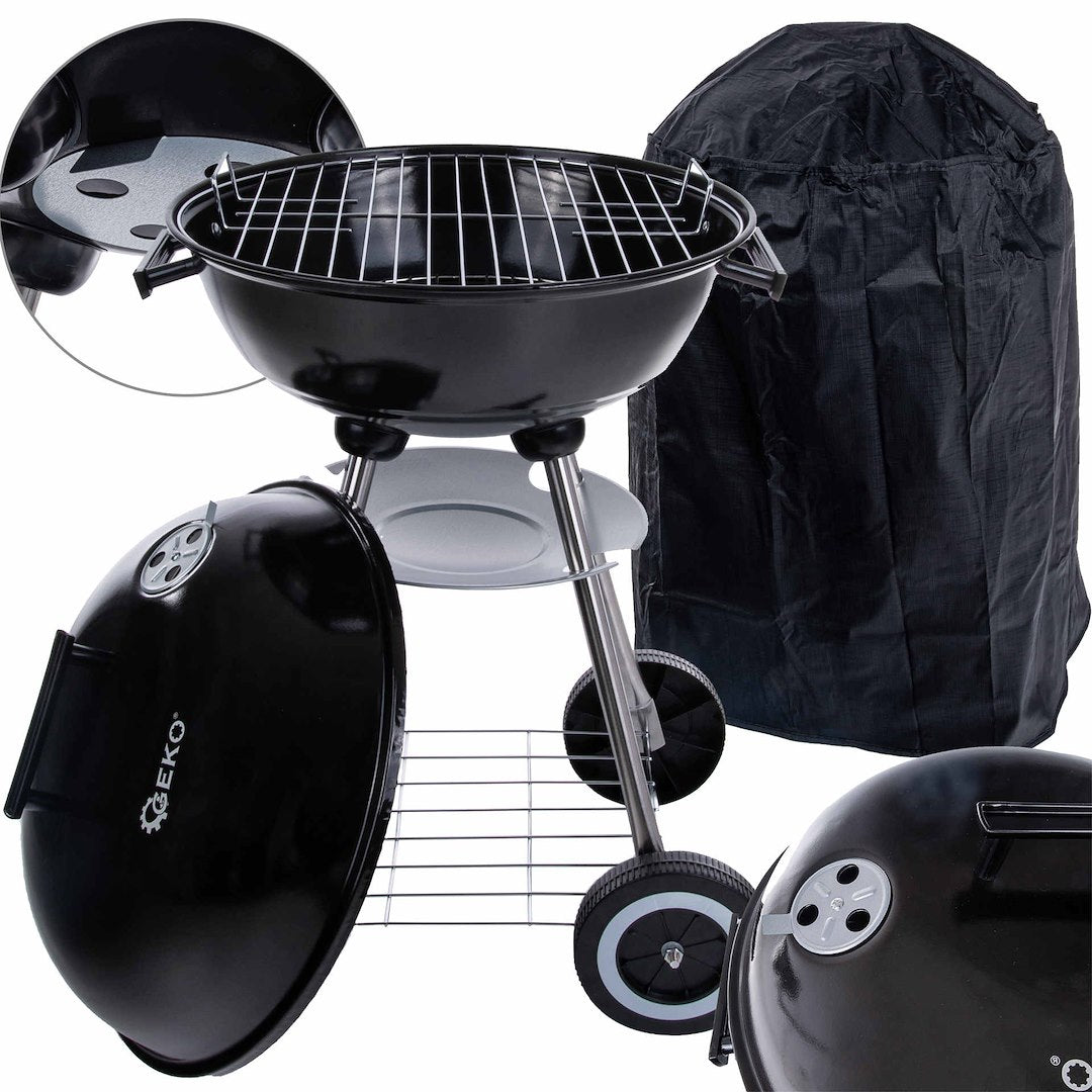 Round charcoal grill with cover - grate diameter 39 cm