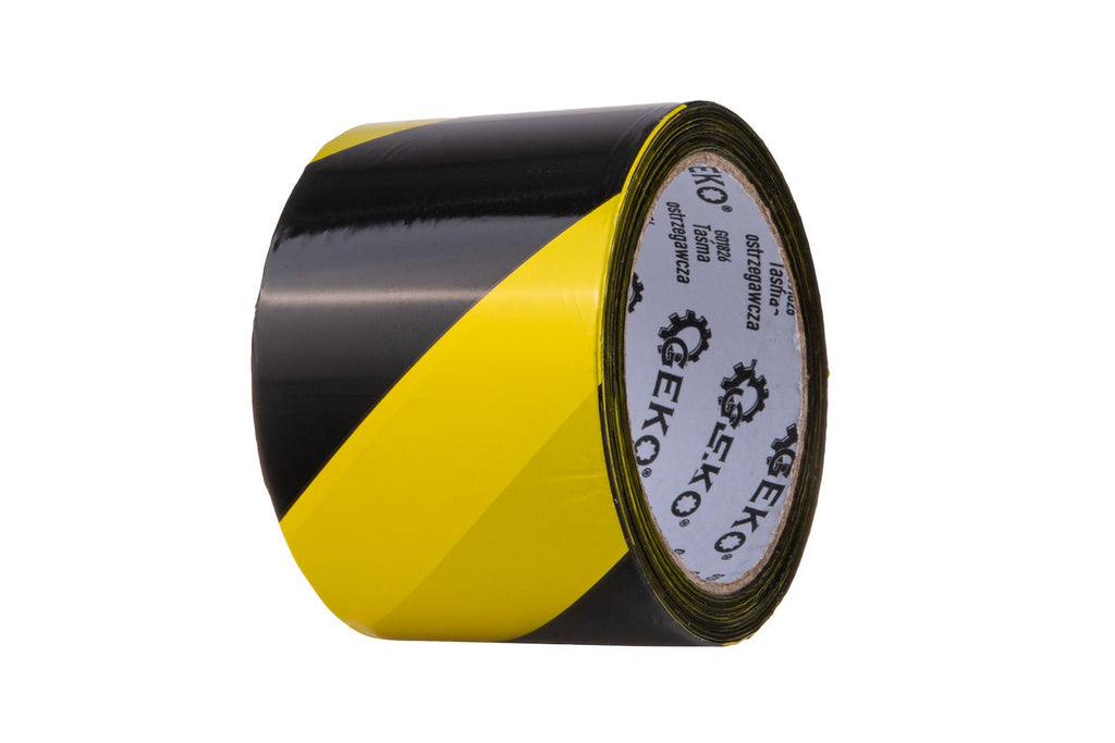 Yellow and black warning tape 100 m x 70 mm – Pack of 4