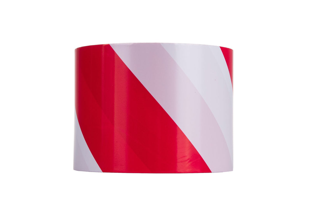 White and red warning tape 100 m x 75 mm – Pack of 4