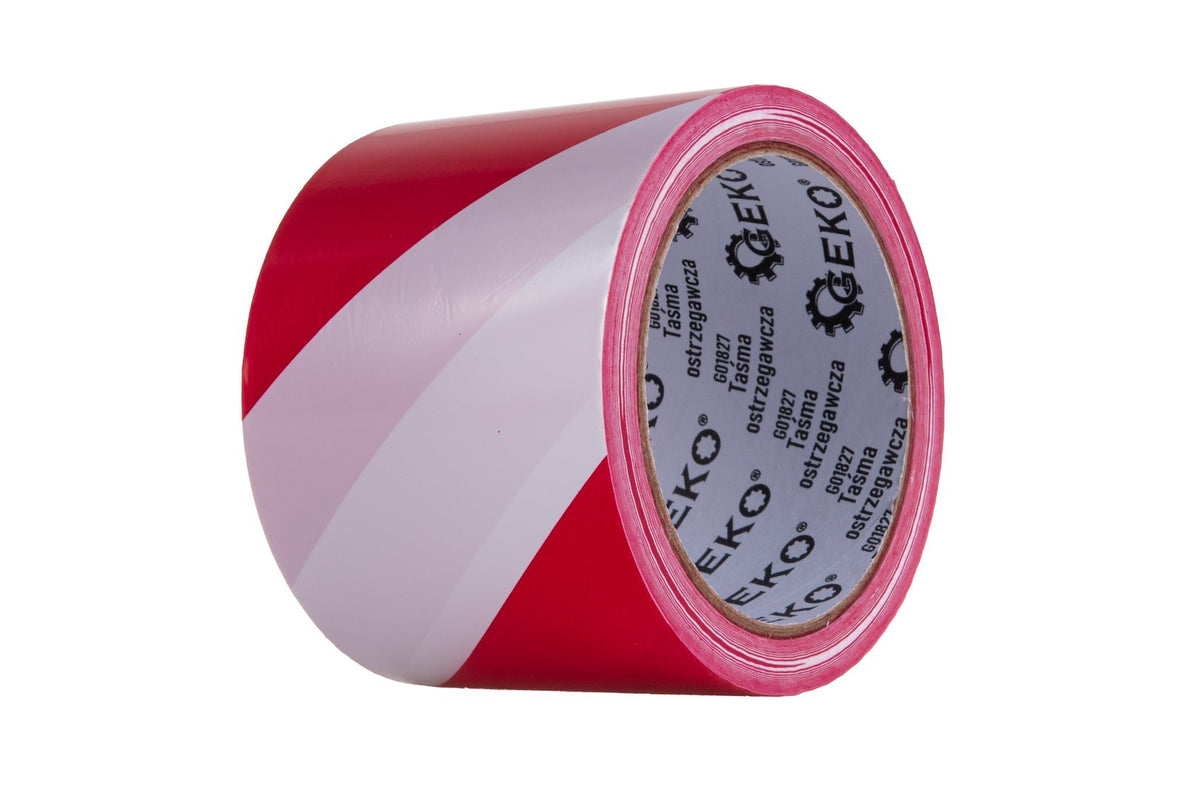 White and red warning tape 100 m x 75 mm – Pack of 4