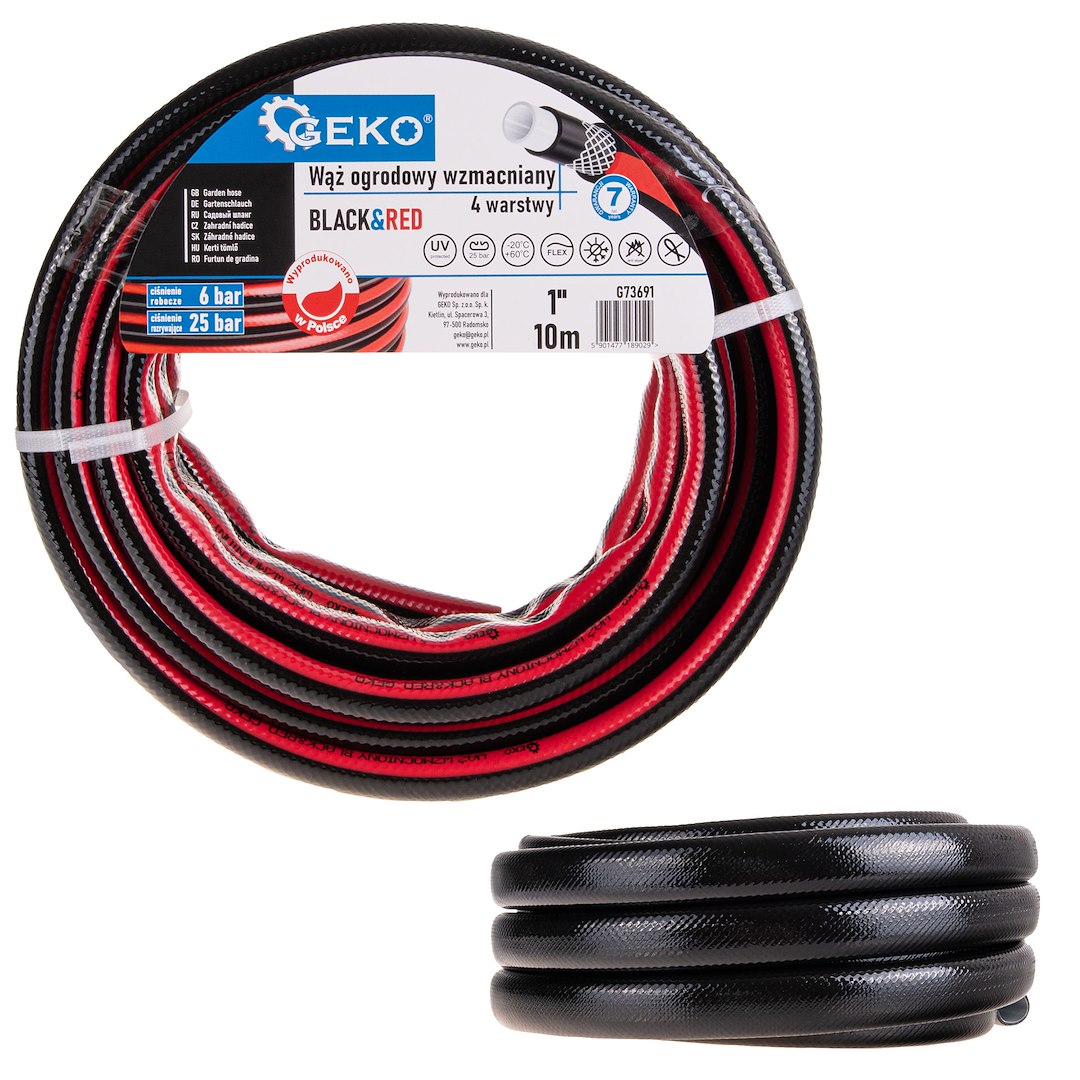 Garden hose BLACK & RED 1" 10m (strong)