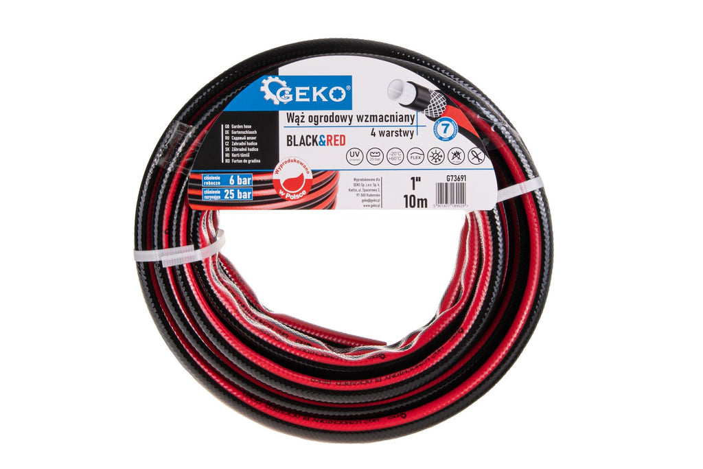 Garden hose BLACK & RED 1" 10m (strong)