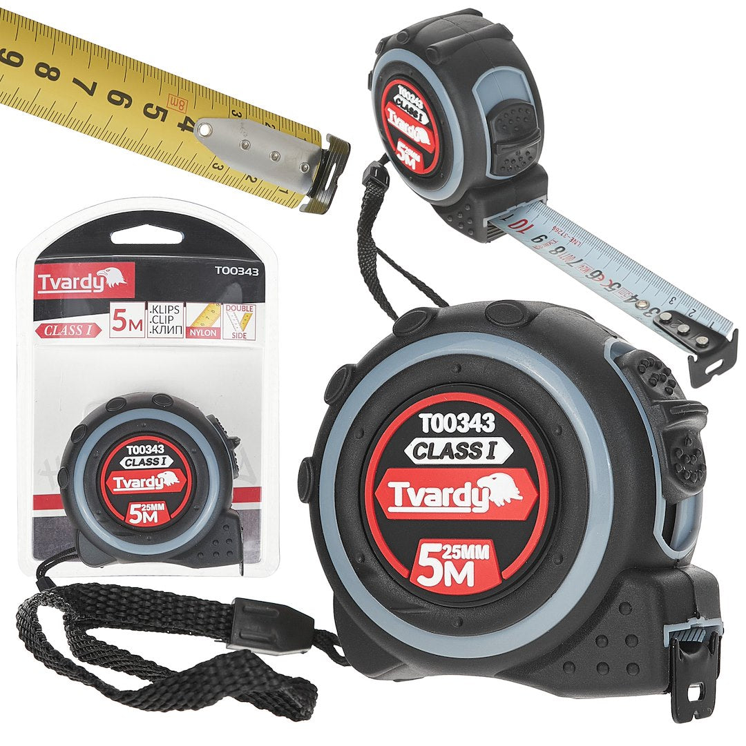 Double-sided nylon measuring tape 5m/25mm Class I