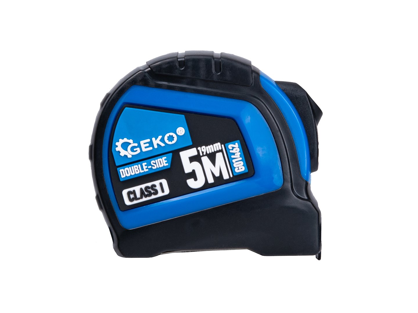 Double-sided nylon measuring tape with auto-stop, 5 m/19 mm, Class I — display box – Pack of 12