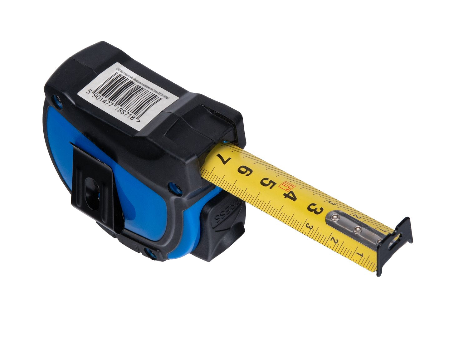 Double-sided nylon measuring tape with auto-stop, 5 m/19 mm, Class I — display box – Pack of 12