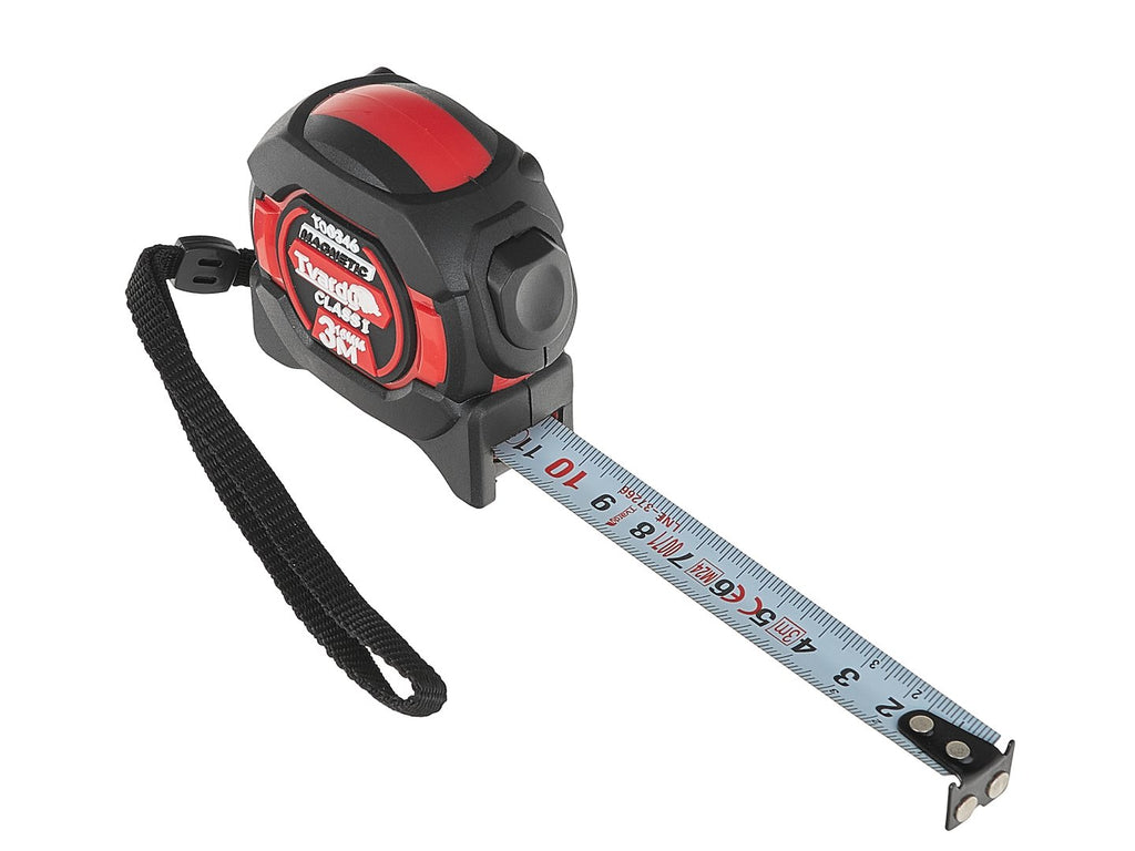 Double-sided nylon measuring tape with magnet and auto-stop 3m/16mm CLASS I – display box – Pack of 12