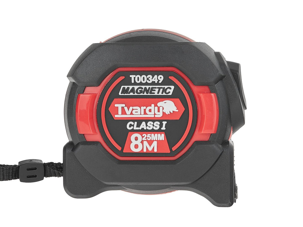 Double-sided nylon measuring tape with magnet and auto-stop 8m/25mm CLASS I – display box – Pack of 6