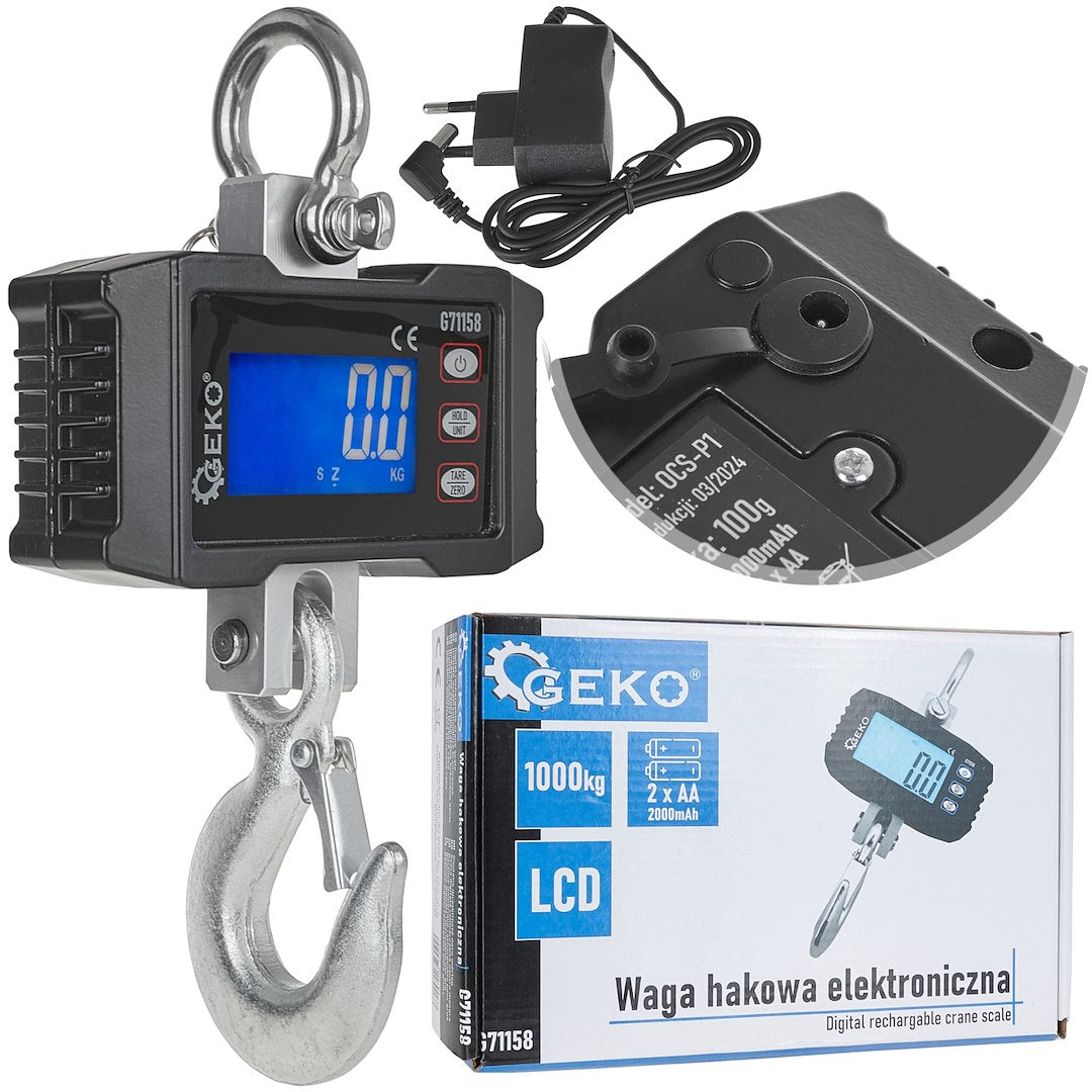 Digital rechargeable crane scale 1000 kg