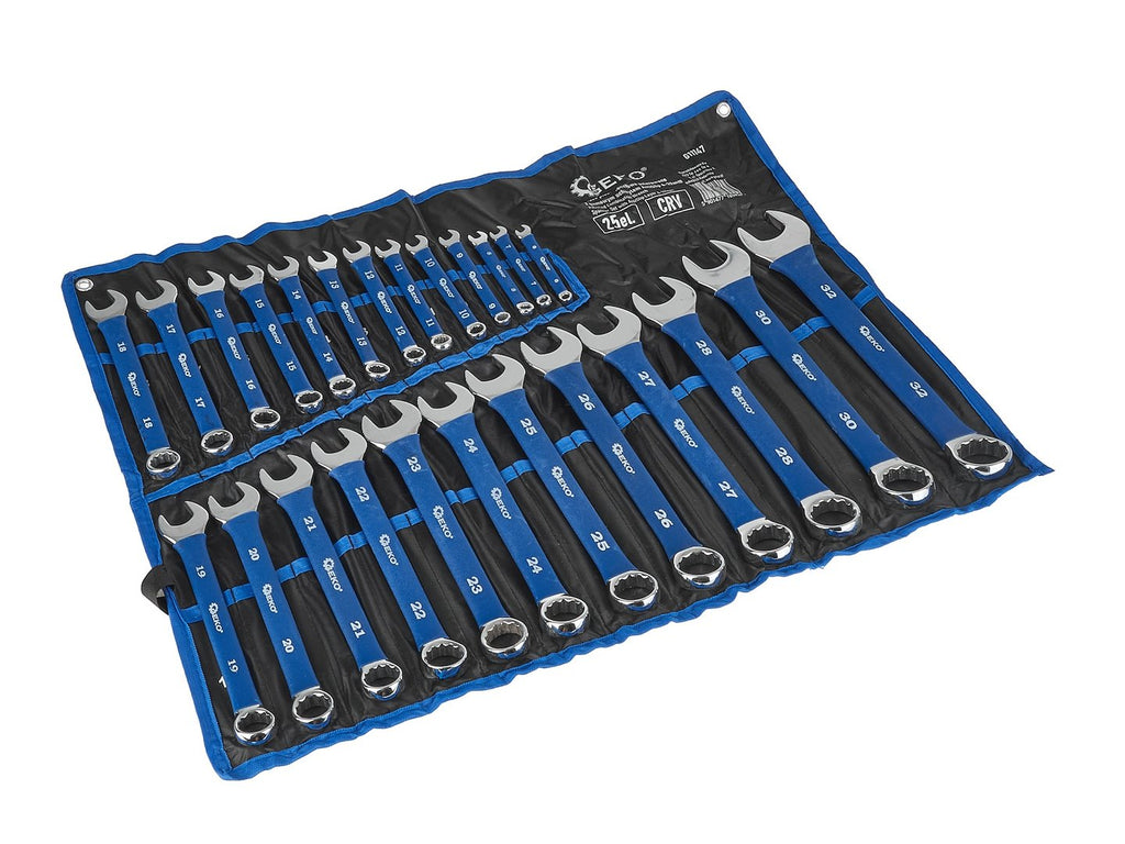 Polished Combination Wrench Spanner Set with AntiSlip Layer, 6-32mm, 25pcs