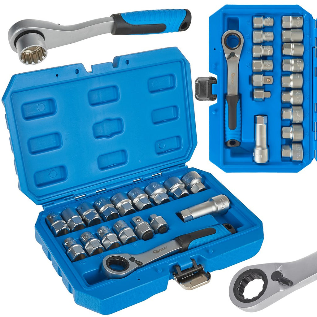 17-piece spline socket set CrV with ratchet