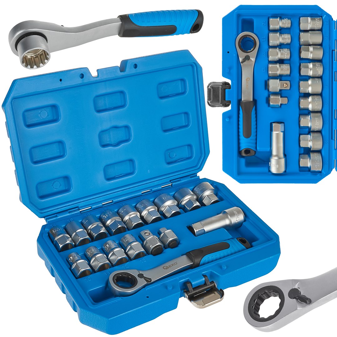 17-piece spline socket set CrV with ratchet