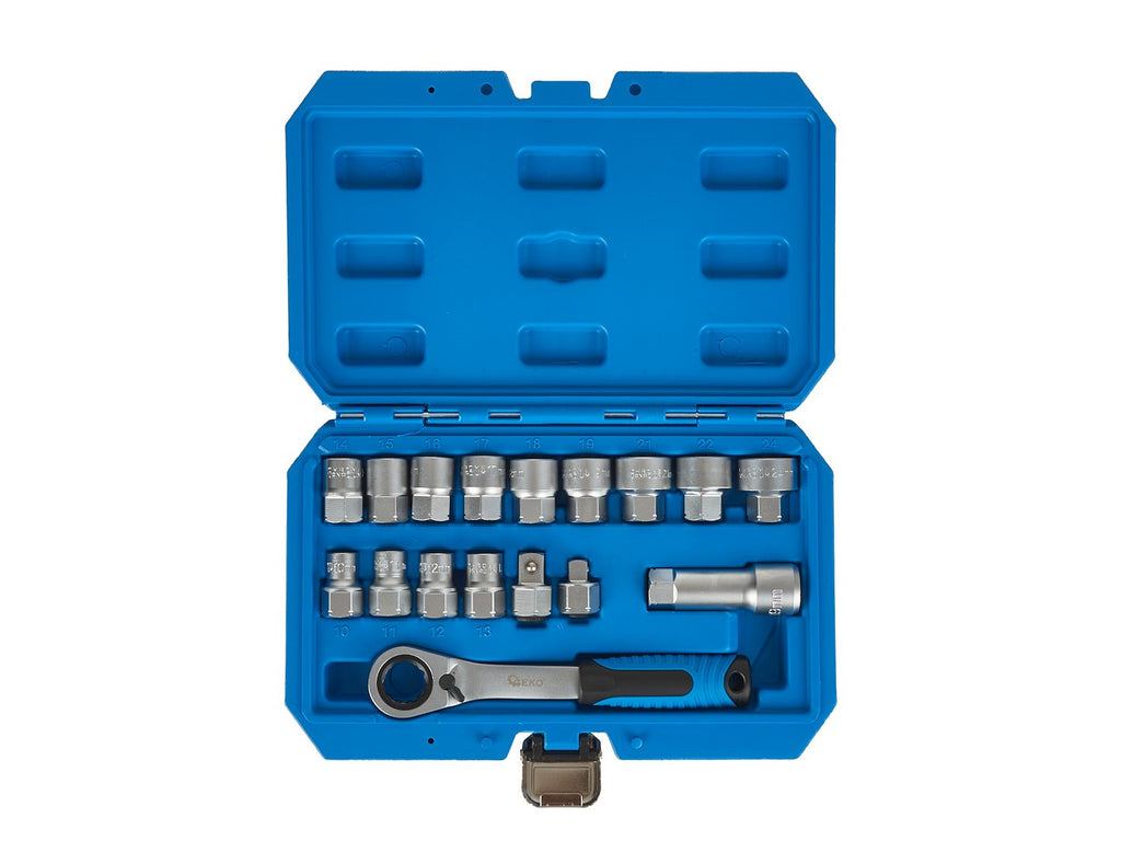 17-piece spline socket set CrV with ratchet