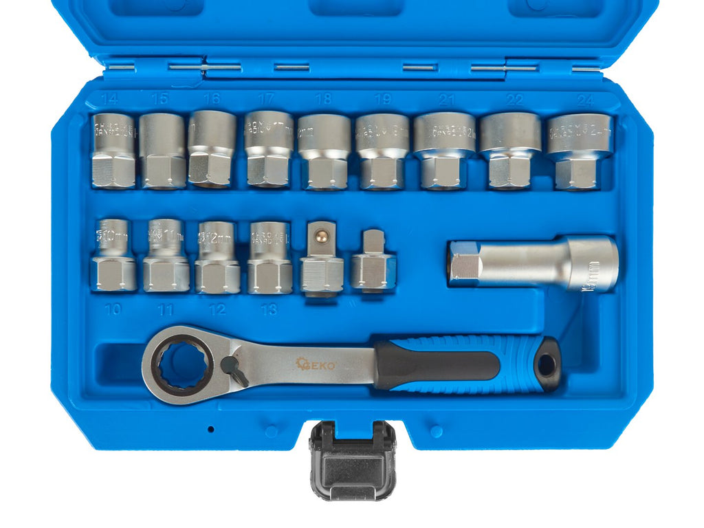 17-piece spline socket set CrV with ratchet