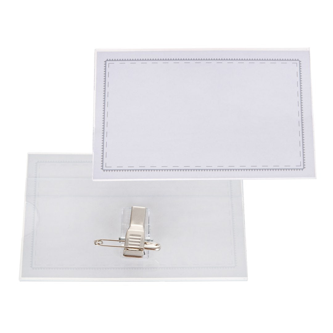 ID badge with clip and safety pin 90 x 56 mm – Pack of 10