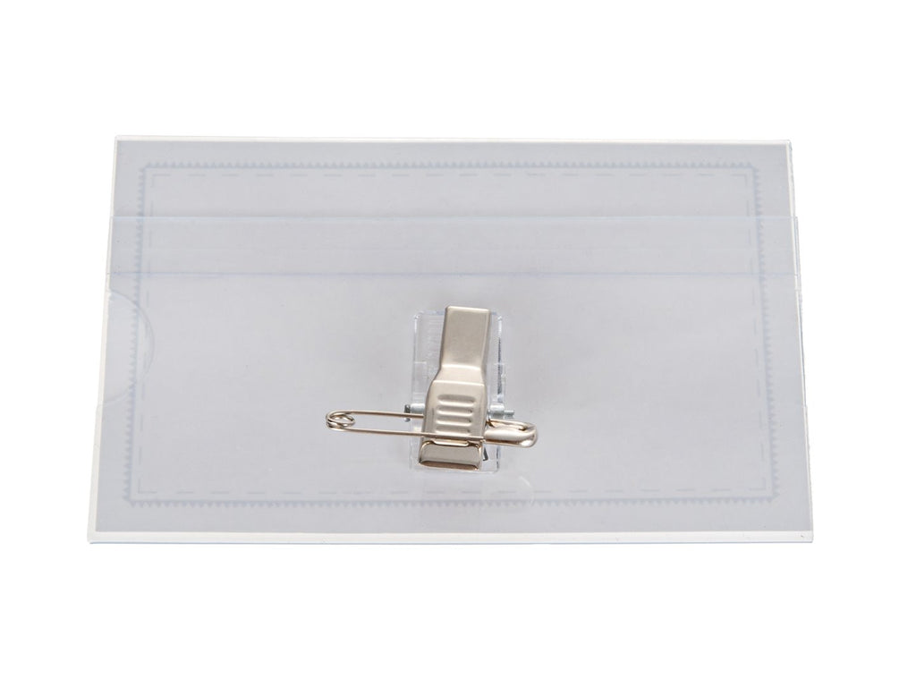 ID badge with clip and safety pin 90 x 56 mm – Pack of 10