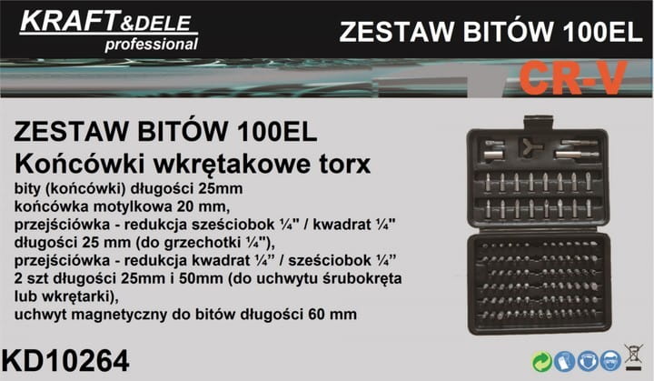 Bit set - torx tips KD10264 100 pcs.