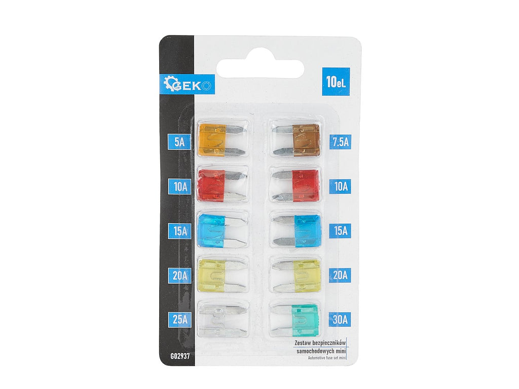 Automotive mini fuse set, 10 pcs