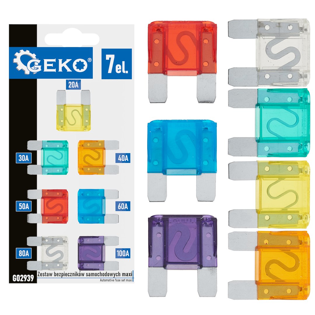 Automotive maxi fuse set, 7 pcs