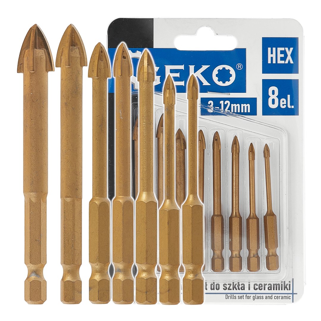 8 pcs drill set for glass and ceramic 3-12 mm