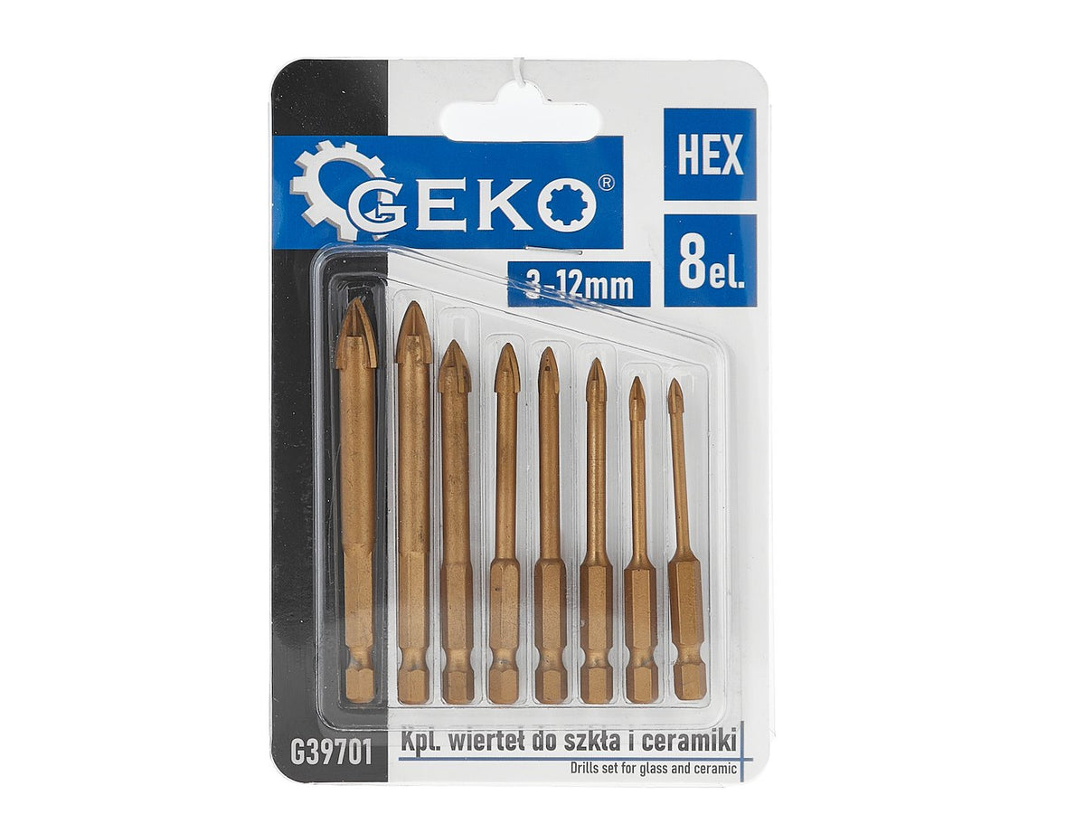 8 pcs drill set for glass and ceramic 3-12 mm